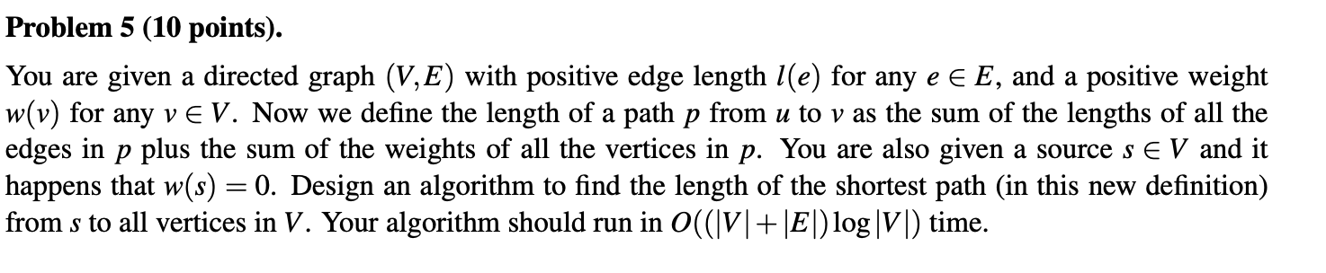 Solved Problem 5 (10 points). You are given a directed graph | Chegg.com