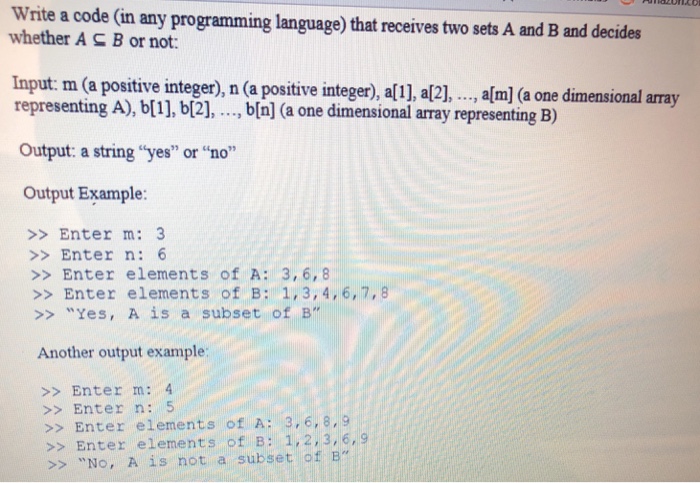 Solved Write a code (in any programming language) that | Chegg.com
