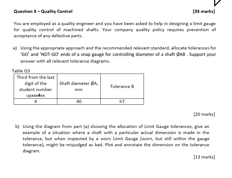 Solved Question 3 - Quality Control [33 marks] You are | Chegg.com