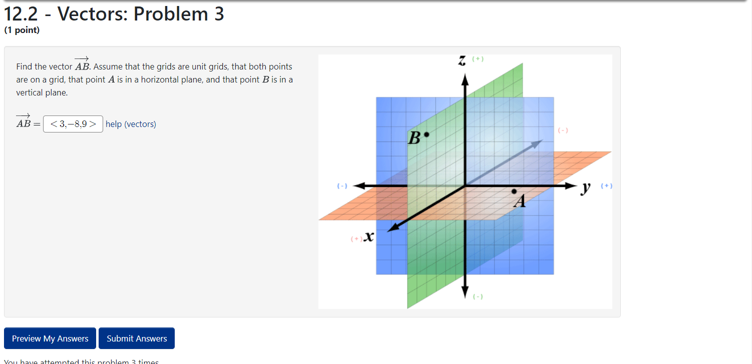 Solved 12.2 - ﻿Vectors: Problem 3(1 ﻿point)Find the vector | Chegg.com