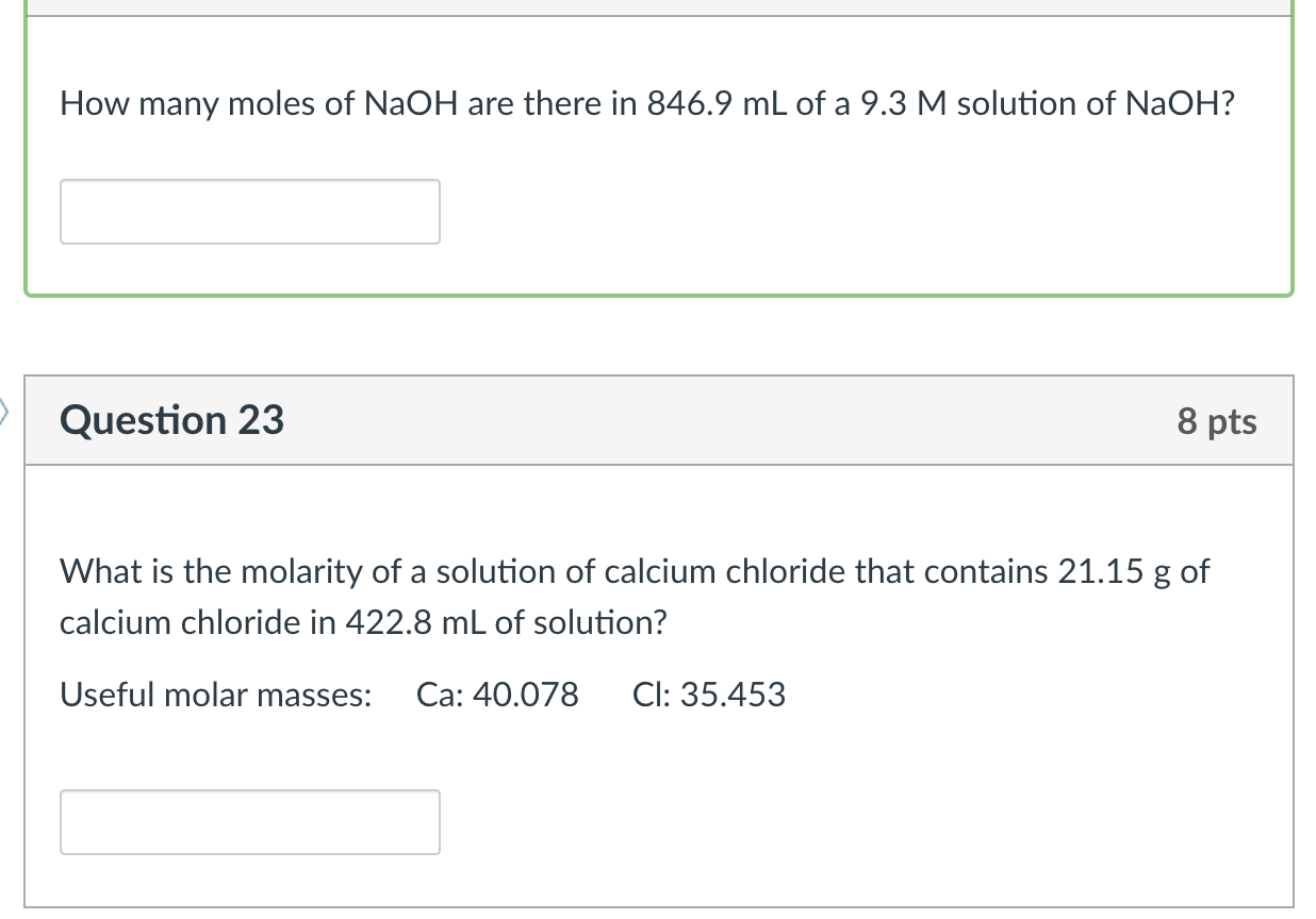 Solved How many moles of NaOH are there in 846.9 mL of a 9.3 | Chegg.com