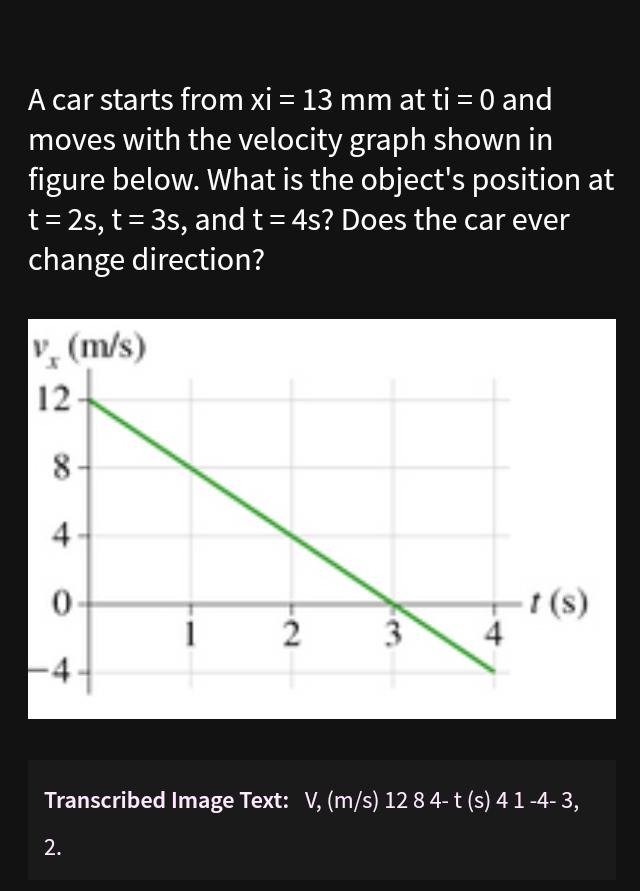 Solved A car starts from xi=13 mm at ii=0 and moves with the | Chegg.com