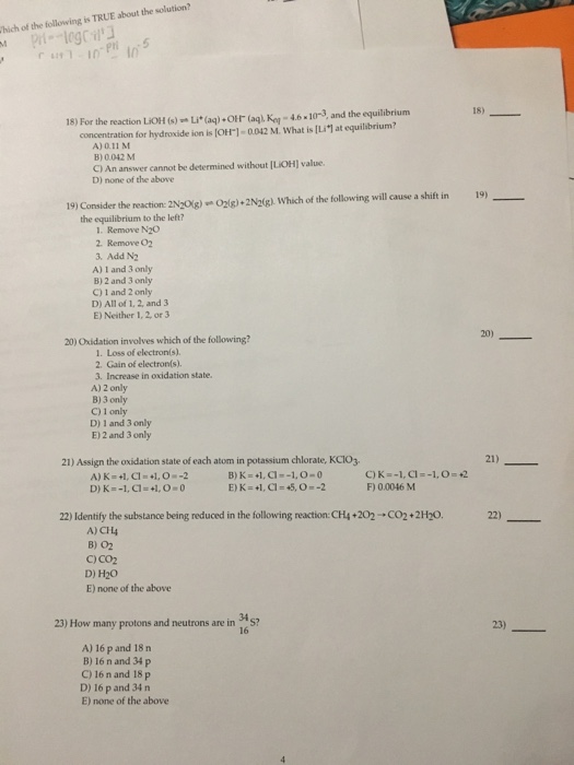Solved For the reaction LiOH (s) Li^+ (aq) + OH^- (aq) + | Chegg.com