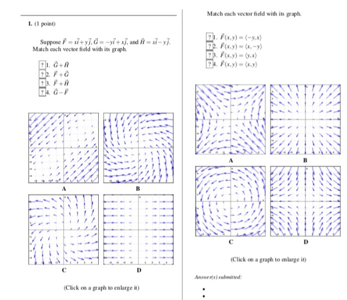 Solved Match each vector field with its graph L. (1 point) | Chegg.com