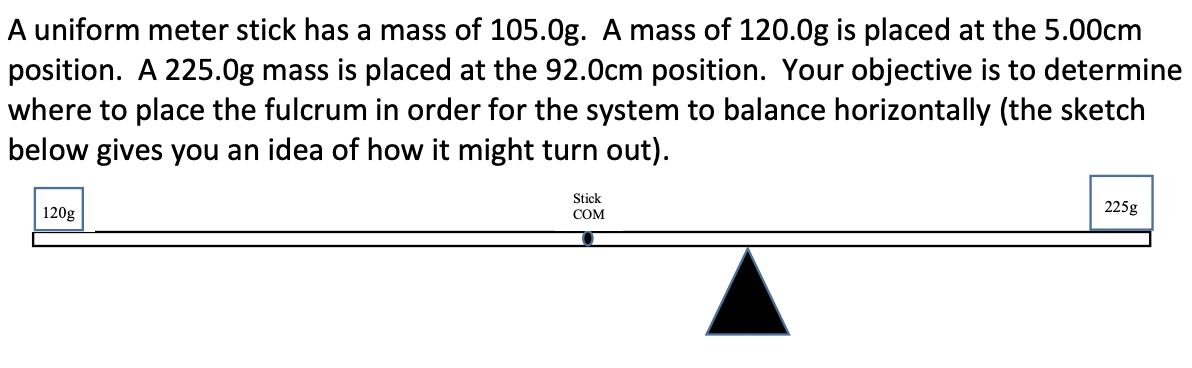 Solved A uniform meter stick has a mass of 105.Og. A mass of | Chegg.com