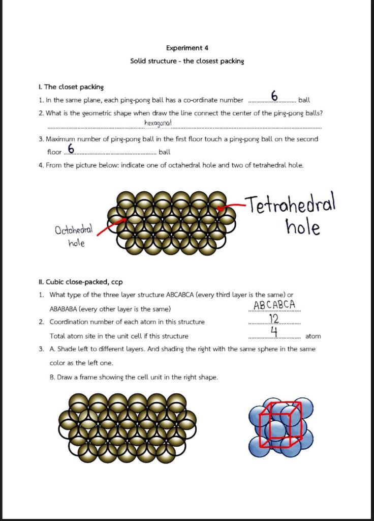 Solved III. Hexagonal close-packed, hcp 1. What type of the | Chegg.com