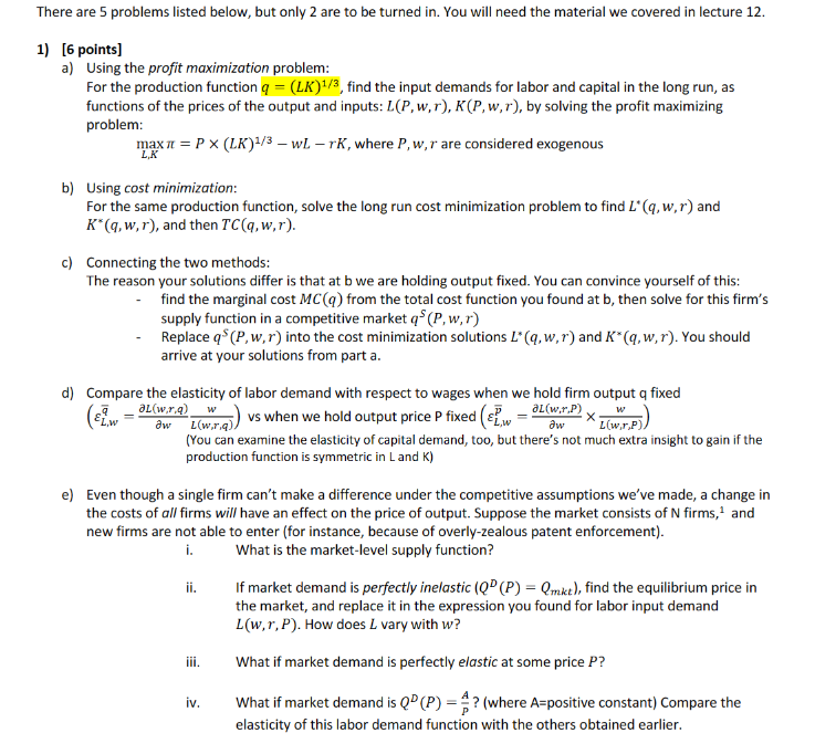 Solved [ 6 Points] A) Using The Profit Maximization Problem: | Chegg.com