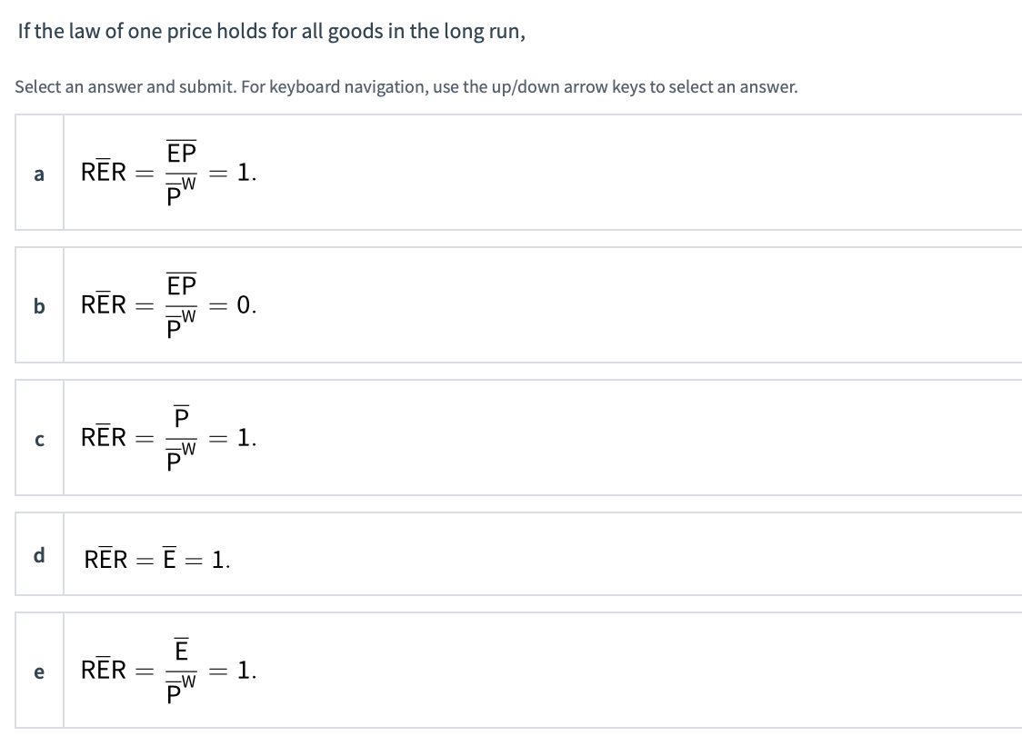 the law of one price only holds for tradable goods