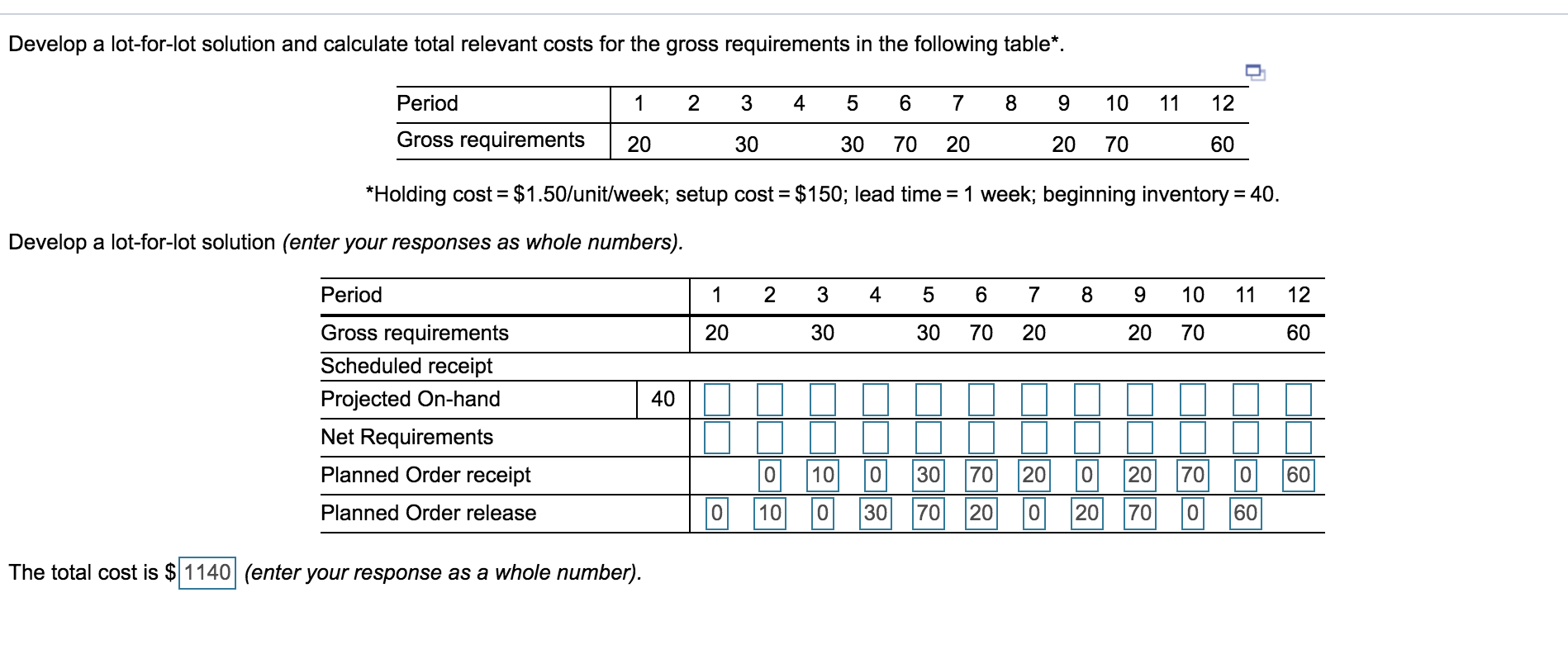 Solved Develop a lotforlot solution and calculate total