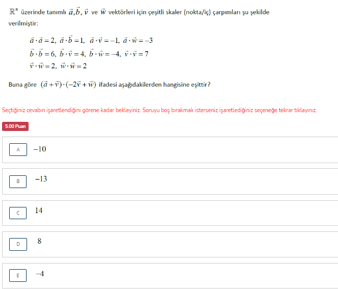 Solved R Uzerinde Tanimli A B V Ve U Vektorleri Icin C Chegg Com