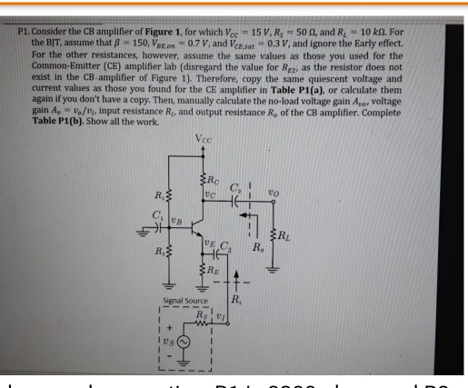 Solved common base amplifier please solve question, R1 is | Chegg.com