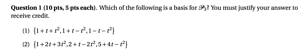 Solved Question 1 (10 pts, 5 pts each). Which of the | Chegg.com