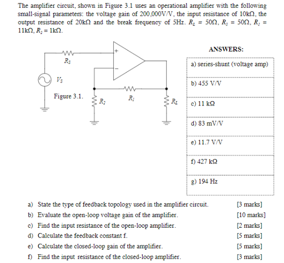 Solved The amplifier circuit, shown in Figure 3.1 uses an | Chegg.com