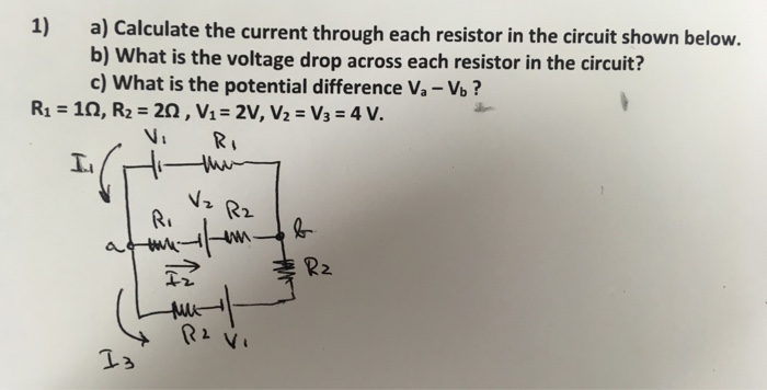 Solved 1) a) Calculate the current through each resistor in | Chegg.com