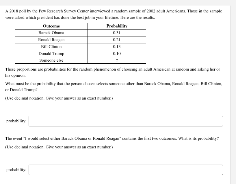 Solved A 2018 poll by the Pew Research Survey Center | Chegg.com