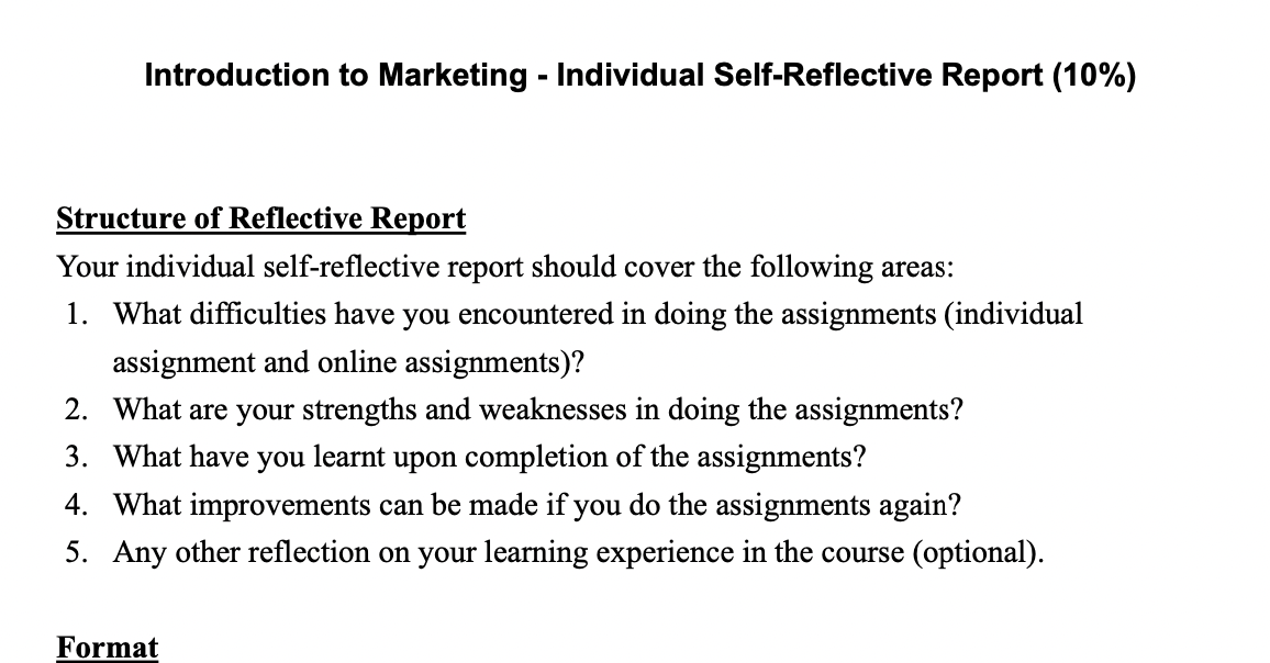 individual reflective report