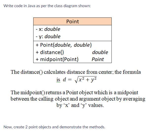 Solved Write code in Java as per the class diagram shown: | Chegg.com