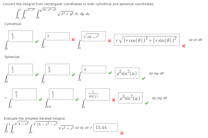 Solved Convert the integral from rectangular coordinates to | Chegg.com