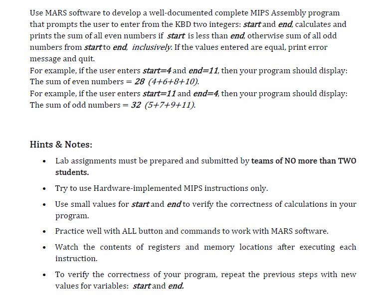 Solved Use MARS software to develop a well-documented | Chegg.com