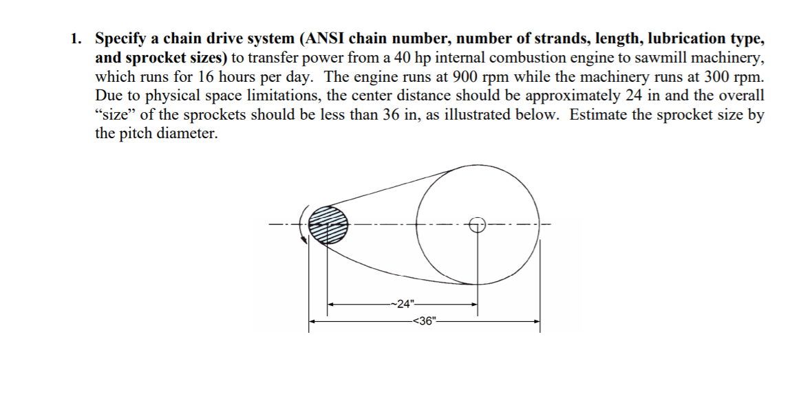 1. Specify a chain drive system (ANSI chain number,