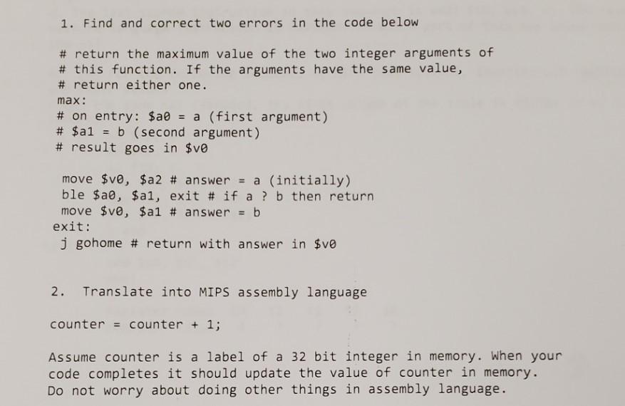 Solved 1. Find and correct two errors in the code below # | Chegg.com