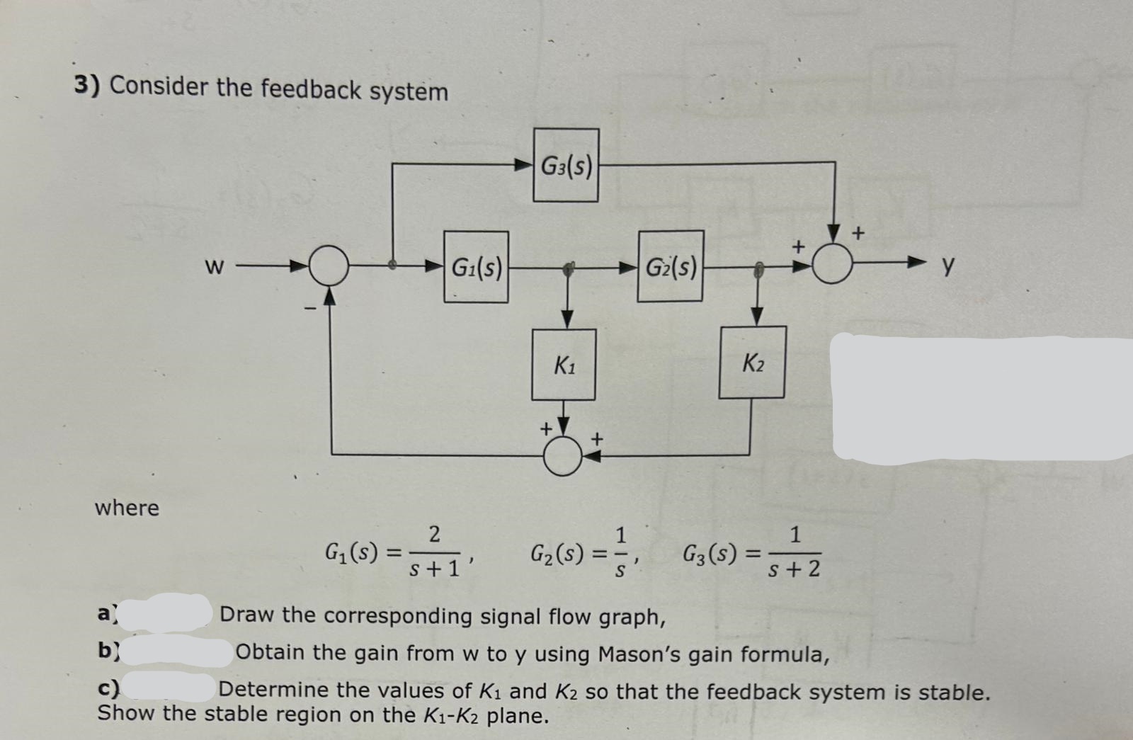 Solved 3) Consider the feedback system where | Chegg.com