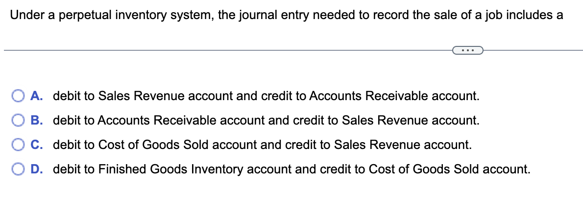 Solved Under a perpetual inventory system, the journal entry 