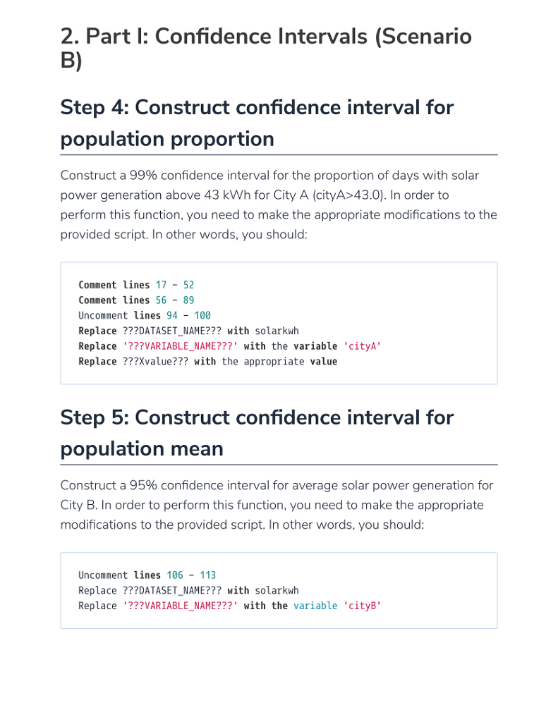2. Part I: Confidence Intervals (Scenario B) Step 4: | Chegg.com