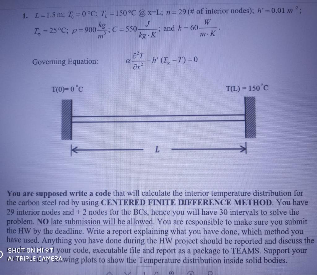 Solved 1 L 1 5 M T 0 C T 150 C X L N 29 Of Chegg Com