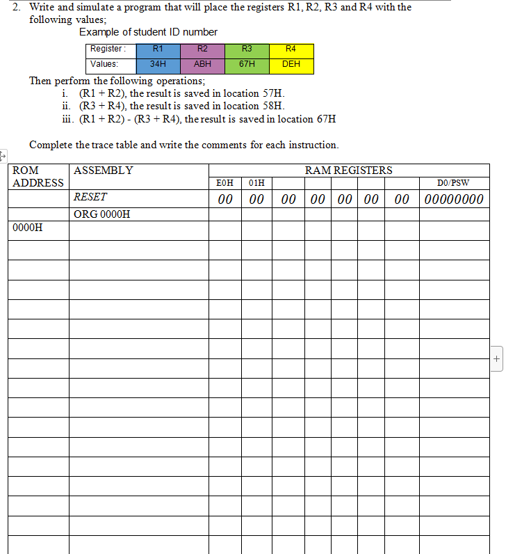 Solved R1 R3 R4 2. Write and simulate a program that will | Chegg.com