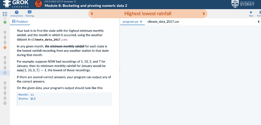 GROK DATA1002 (2019 Semester 2 Module 8: Bucketing | Chegg.com
