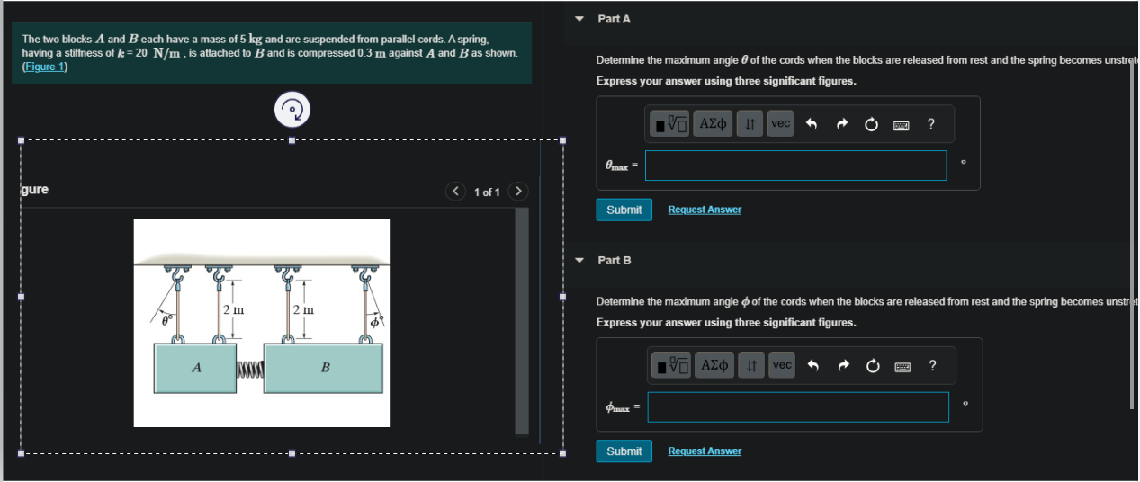 Solved The Two Blocks A ﻿and B ﻿each Have A Mass Of 5 ﻿kg | Chegg.com