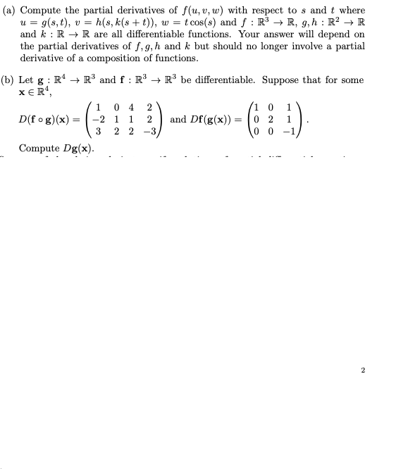 Solved A Compute The Partial Derivatives Of F U V W Chegg Com