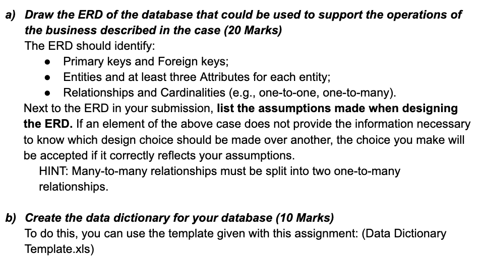 Solved Case Description and ERD In the 18th century, a