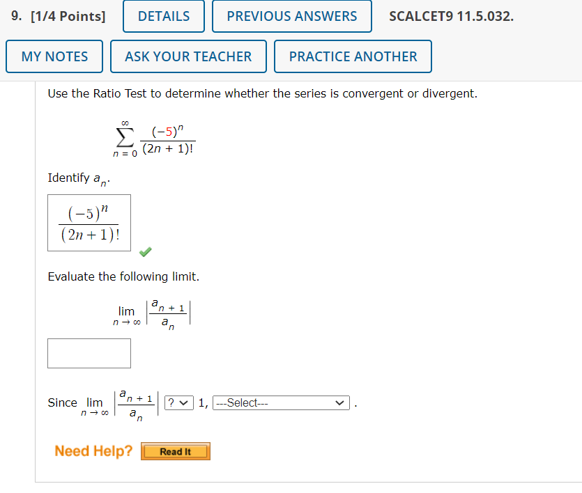 Solved 9. [1/4 Points] MY NOTES Identify a an Use the Ratio | Chegg.com