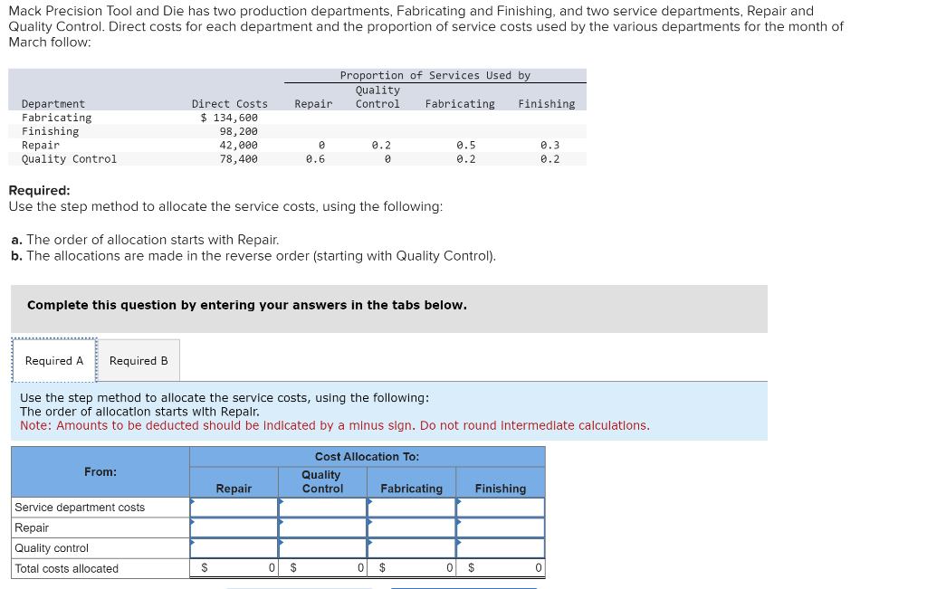 Solved Mack Precision Tool and Die has two production