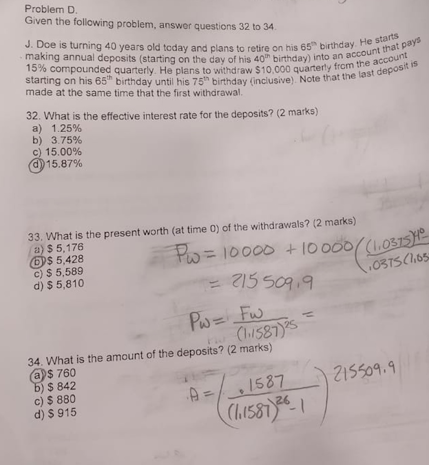 Solved Problem D. Given the following problem, answer | Chegg.com