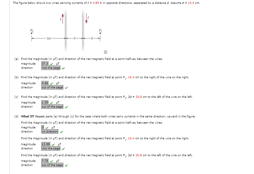 Solved The figure below shows two wires carrying currents of | Chegg.com