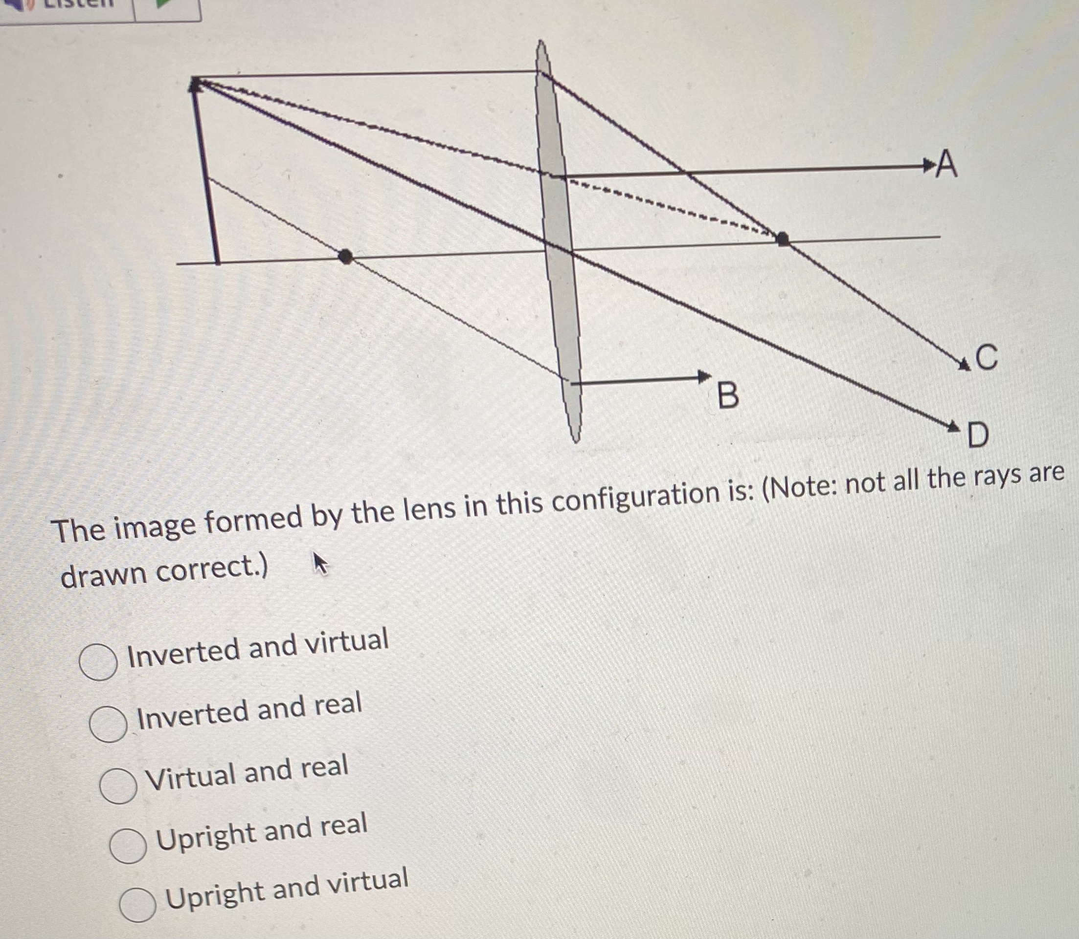Solved The image formed by the lens in this configuration