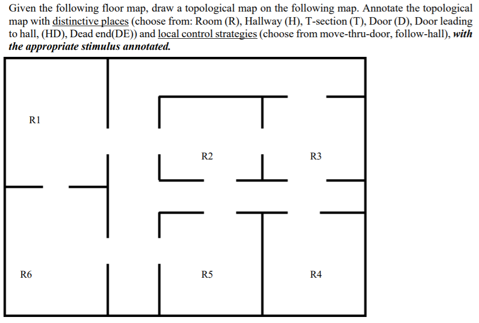 Given the following floor map, draw a topological map | Chegg.com