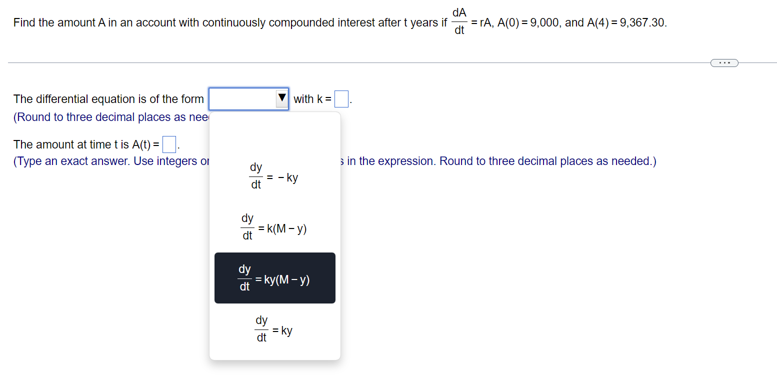 Solved Find the amount A in an account with continuously | Chegg.com
