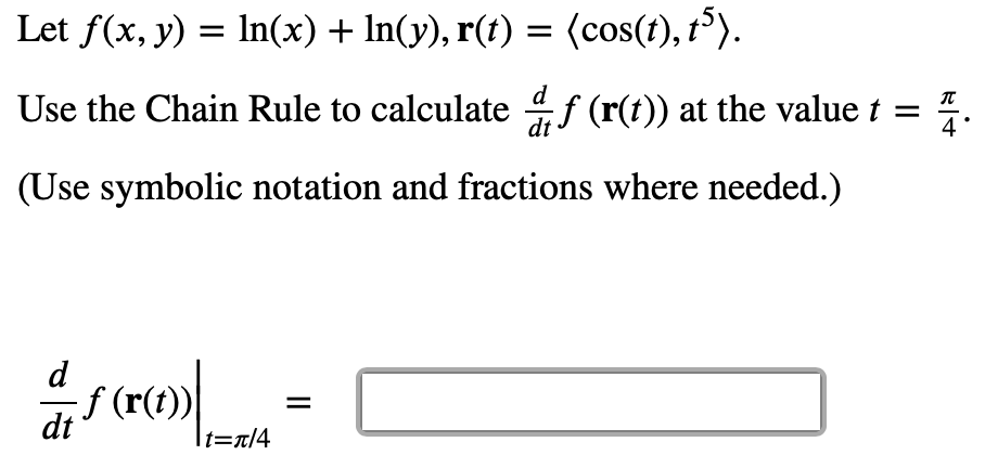 Solved D Let F X Y Ln X Ln Y R T Cos T T Chegg Com