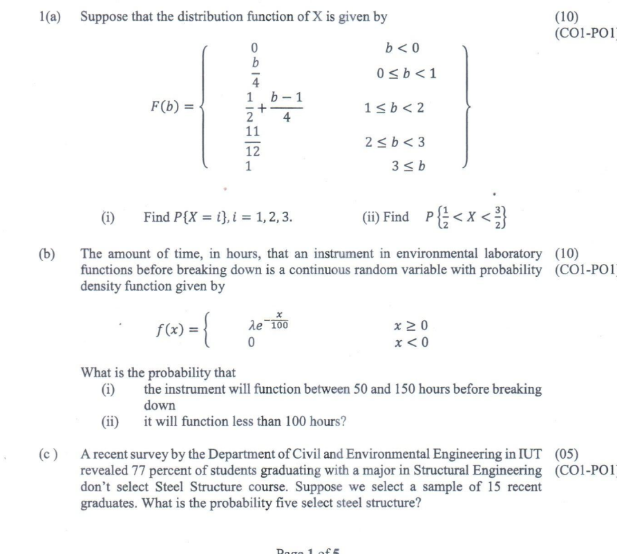 Solved 1(a) Suppose that the distribution function of X is | Chegg.com