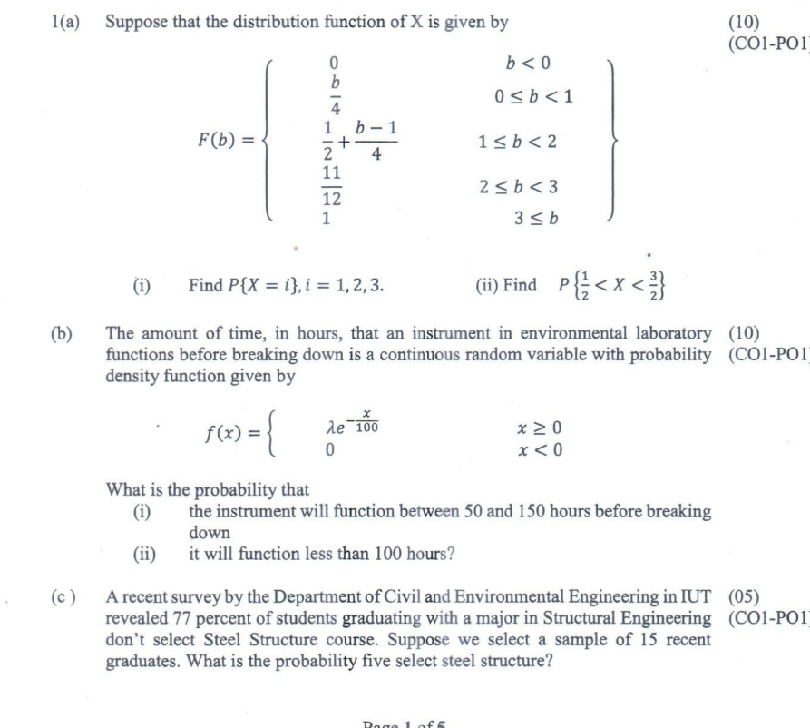 Solved 1(a) Suppose That The Distribution Function Of X Is | Chegg.com