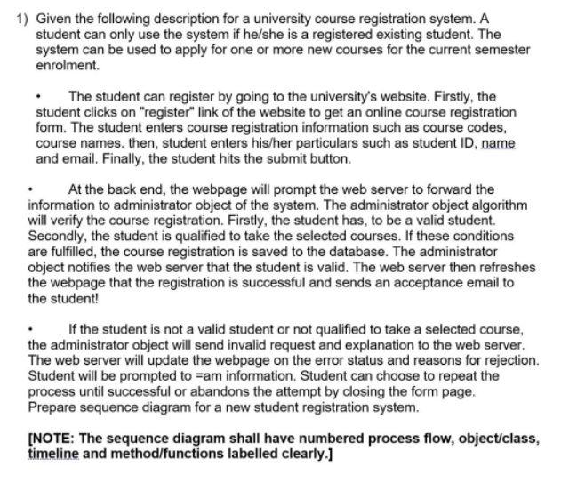 Solved 1) Given The Following Description For A University | Chegg.com