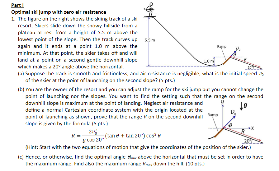 Solved Part I Optimal Ski Jump With Zero Air Resistance 1 Chegg