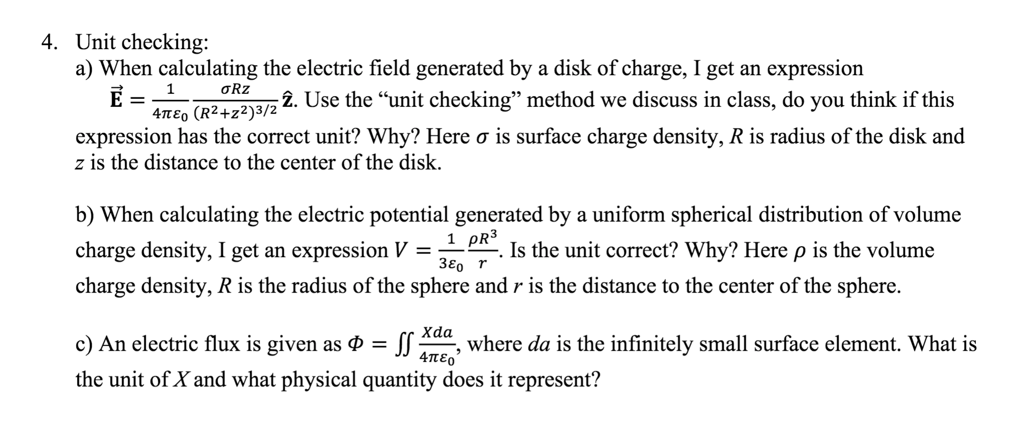 Solved 1 Orz 4 Unit Checking A When Calculating The El Chegg Com