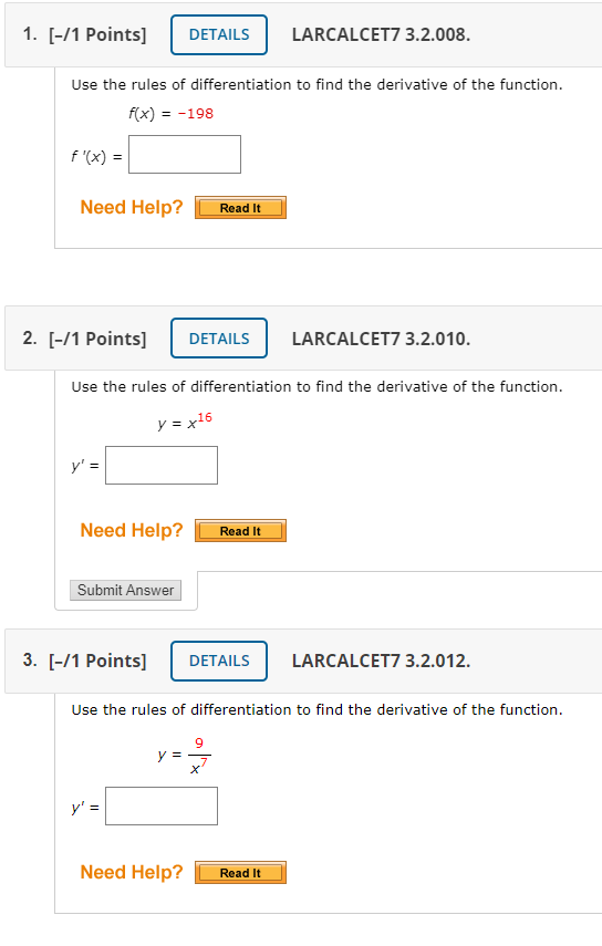 Solved 1) Use the rules of differentiation to find the | Chegg.com