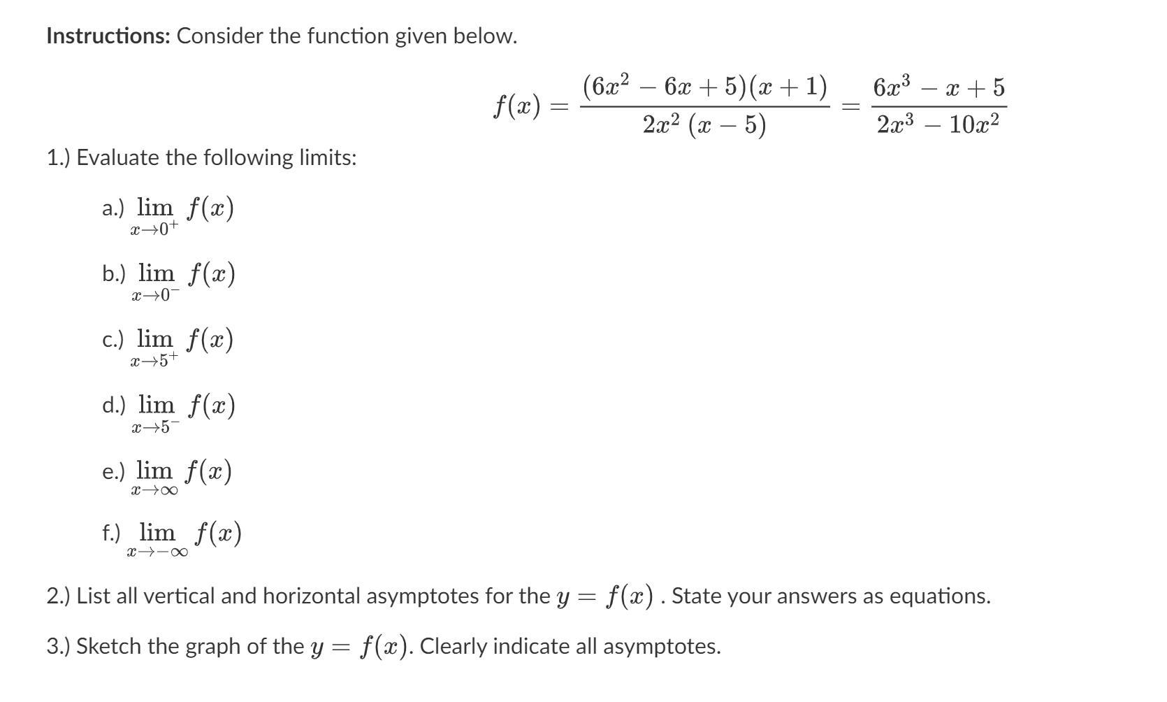 Solved Instructions Consider The Function Given Below