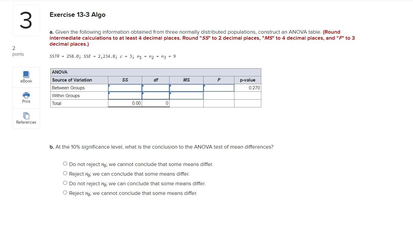 Solved Exercise 13-3 Algo 3 A. Given The Following | Chegg.com